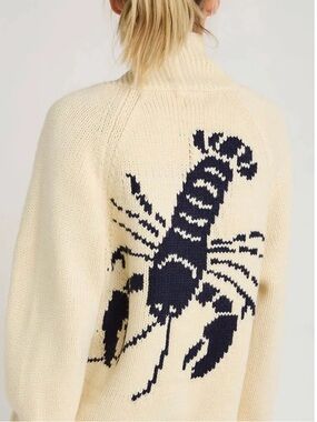 NWOT Lobster Acrylic Ivory Cardigan Size XL